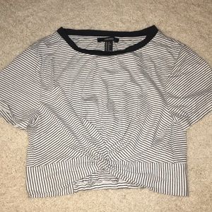 Forever 21 black and white striped crop top